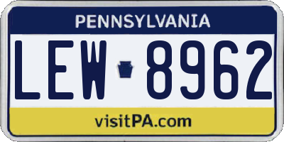 PA license plate LEW8962