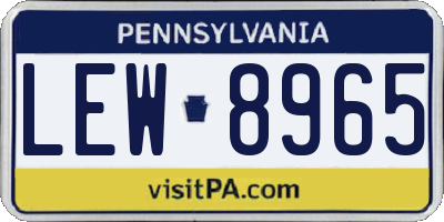 PA license plate LEW8965