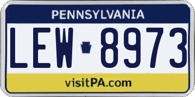 PA license plate LEW8973