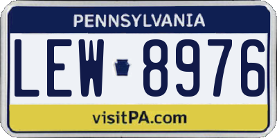 PA license plate LEW8976