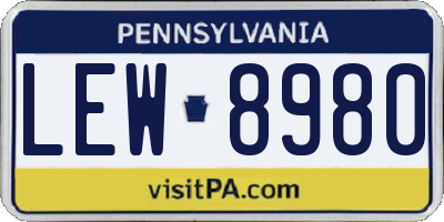 PA license plate LEW8980