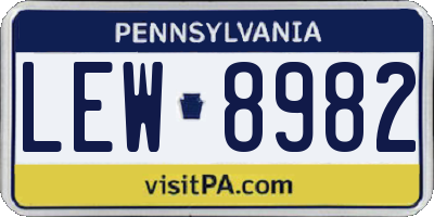 PA license plate LEW8982