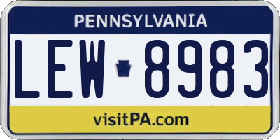 PA license plate LEW8983