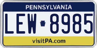 PA license plate LEW8985