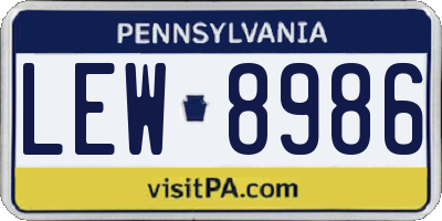 PA license plate LEW8986