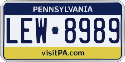 PA license plate LEW8989