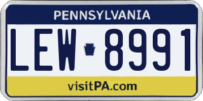 PA license plate LEW8991