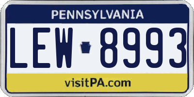 PA license plate LEW8993