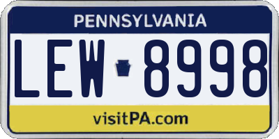 PA license plate LEW8998