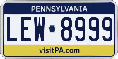 PA license plate LEW8999