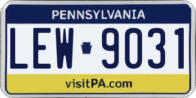 PA license plate LEW9031