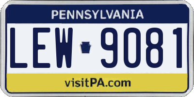 PA license plate LEW9081