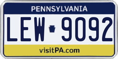 PA license plate LEW9092