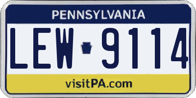 PA license plate LEW9114