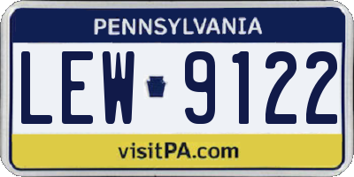 PA license plate LEW9122