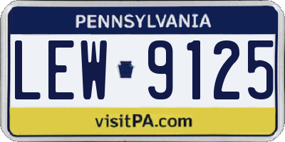 PA license plate LEW9125