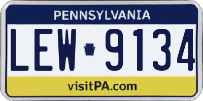 PA license plate LEW9134