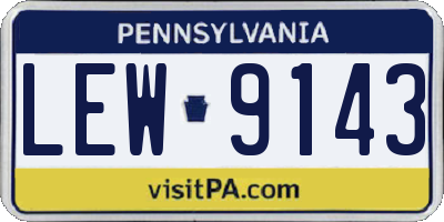 PA license plate LEW9143