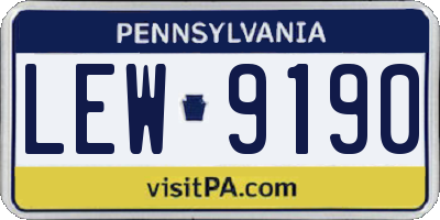 PA license plate LEW9190