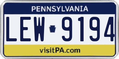 PA license plate LEW9194