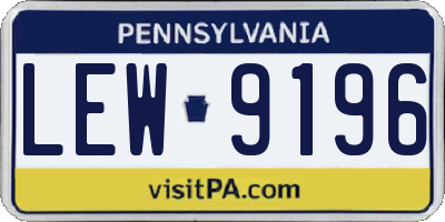 PA license plate LEW9196