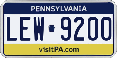 PA license plate LEW9200