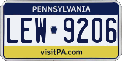 PA license plate LEW9206