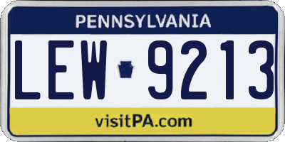PA license plate LEW9213