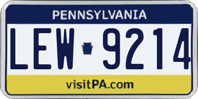 PA license plate LEW9214