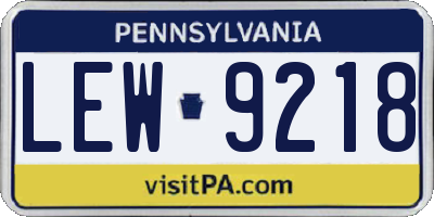 PA license plate LEW9218