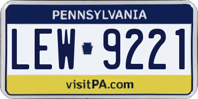 PA license plate LEW9221