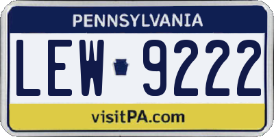 PA license plate LEW9222