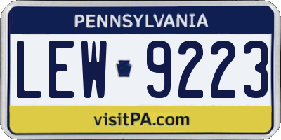 PA license plate LEW9223