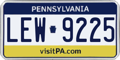 PA license plate LEW9225
