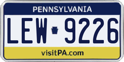 PA license plate LEW9226