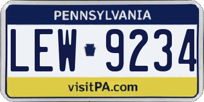 PA license plate LEW9234