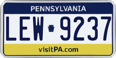 PA license plate LEW9237