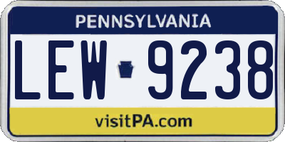 PA license plate LEW9238