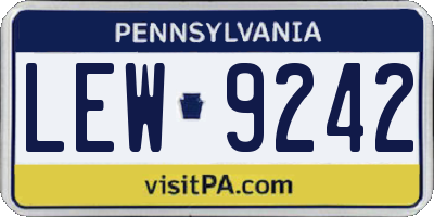 PA license plate LEW9242