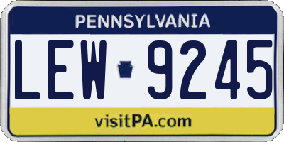PA license plate LEW9245