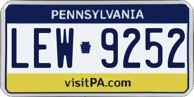 PA license plate LEW9252