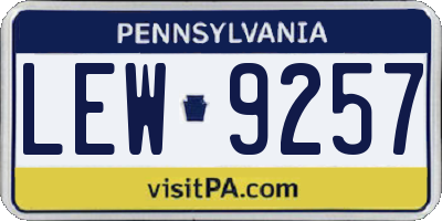 PA license plate LEW9257