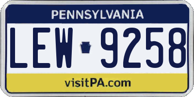 PA license plate LEW9258