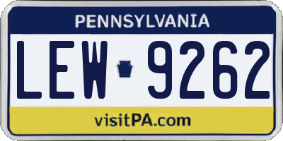 PA license plate LEW9262
