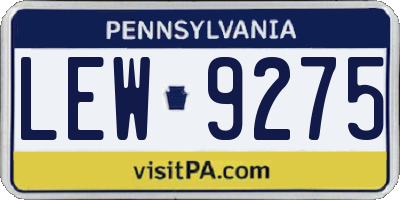 PA license plate LEW9275