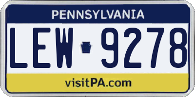 PA license plate LEW9278