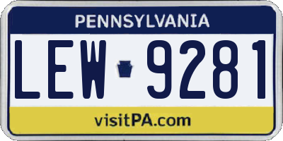 PA license plate LEW9281
