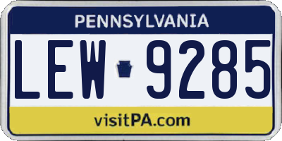 PA license plate LEW9285