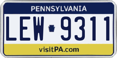 PA license plate LEW9311