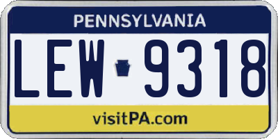 PA license plate LEW9318